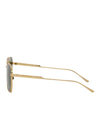 Bottega Veneta Gold And Green Navigator Sunglasses