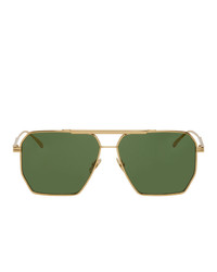 Bottega Veneta Gold And Green Navigator Sunglasses