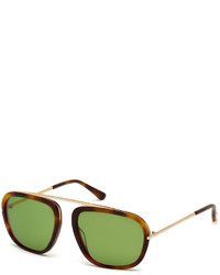 Tom Ford Johnson Medium Aviator Sunglasses Havanagreen