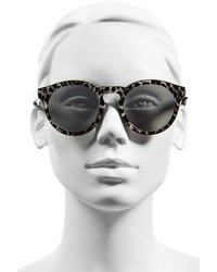 Illesteva Leonard Ii 50mm Round Mirrored Sunglasses Black Horn Violet