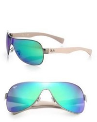 Ray-Ban Mirrored 65mm Shield Sunglasses