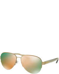 Tory Burch Mirrored Iridescent Aviator Sunglasses