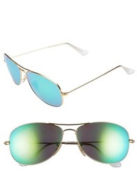 Ray-Ban New Classic 59mm Aviator Sunglasses Gold Blue Mirror