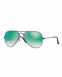 Ray-Ban Ombre Mirrored Aviator Sunglasses Blackgreen