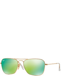 Ray-Ban Square Ombre Mirrored Aviator Sunglasses Goldengreen