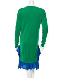 Peter Som Silk Trimmed Sweater Dress