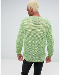 Asos Mesh Sweater In Neon Green