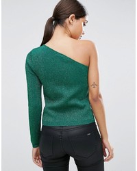 Asos Sweater With Off Shoulder In Metallic
