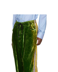 Gucci Green Crushed Velvet And Silk Lounge Pants