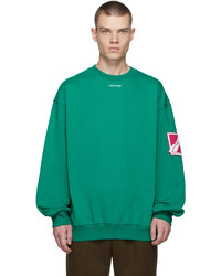 We11done Green Big Logo Arm Sweatshirt