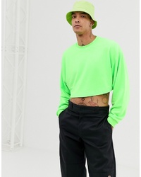 ASOS DESIGN Oversized Cropped Sweatshirt In Neon Green