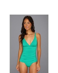 Tommy Bahama Pearl Solids Ots V Neck One Piece Swimsuits One Piece Parakeet Green