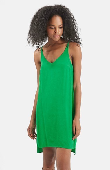 topshop green slip dress