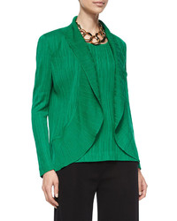Misook Textured Cascade Jacket Putting Green Plus Size
