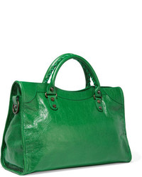 Balenciaga Classic City Textured Leather Tote Bright Green