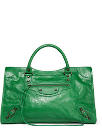 Balenciaga Classic City Textured Leather Tote Bright Green