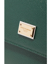 Dolce & Gabbana Sicily Medium Textured Leather Tote Emerald