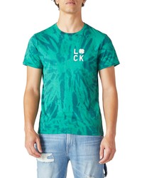 Lucky Brand Clover Tie Dye Cotton Graphic Tee In Green Multi At Nordstrom