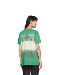 Off-White Green And White Tie Dye Skinny Arrows T Shirt