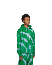 MSGM Green And Purple French Terry Tie Dye Hoodie