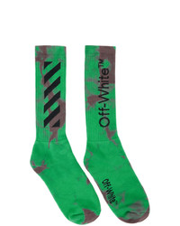 Off-White Green And Red Tie Dye Diag Socks