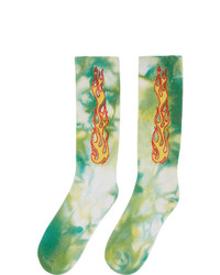 Palm Angels Green Tie Dye Flames Socks