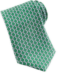 Salvatore Ferragamo Alligator Print Silk Tie Green