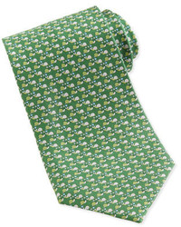 Salvatore Ferragamo Snail Print Silk Tie Green