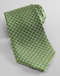 Salvatore Ferragamo Two Gancini Silk Tie Green