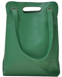Carnet de Mode Leather Tote Bag Green Kaba