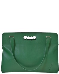 Carnet de Mode Leather Tote Bag Green