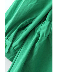 Romwe Off Shoulder Drawstring Green Trench Coat