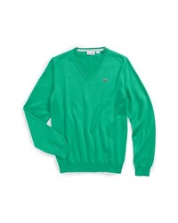 Lacoste Supima Cotton V Neck Sweater Rockwood Jade Green Marquise 6