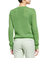 Michael Kors Michl Kors Collection Cashmere Blend Pointelle V Neck Sweater Lawn