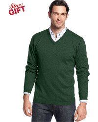 Weatherproof Vintage Sweater Solid V Neck Cashmere Blend Sweater