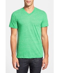 Green V-neck T-shirt