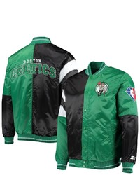 STARTE R Kelly Greenblack Boston Celtics 75th Anniversary Leader Color Block Satin Full Snap Jacket At Nordstrom