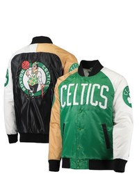 STARTE R Kelly Greengoldwhite Boston Celtics Tricolor Remix Raglan Full Snap Jacket