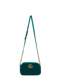 Gucci Green Velvet Small Gg Marmont Shoulder Bag