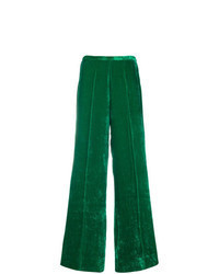 Green Velvet Wide Leg Pants