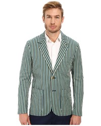 Green Vertical Striped Blazer
