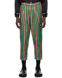 Late Checkout Green Striped Trousers