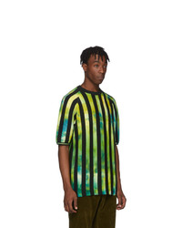 AGR Green Knitted Striped T Shirt