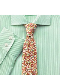 Charles Tyrwhitt Green Soft Touch Bengal Stripe Egyptian Cotton Semi Spread Slim Fit Shirt