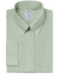 Brooks Brothers Regent Classic Fit Non Iron Green Stripe Dress Shirt