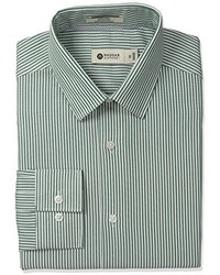 Haggar Ticking Stripe Point Collar Fitted Long Sleeve Dress Shirt