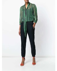 MSGM Striped Pussy Bow Blouse