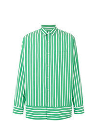 Green Vertical Striped Long Sleeve Shirt