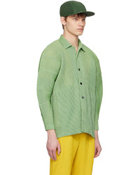 Homme Plissé Issey Miyake Green Leno Stripe Shirt