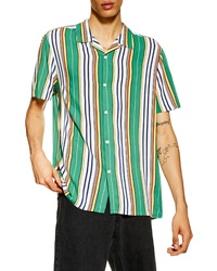 Topman Slim Fit Stripe Camp Shirt